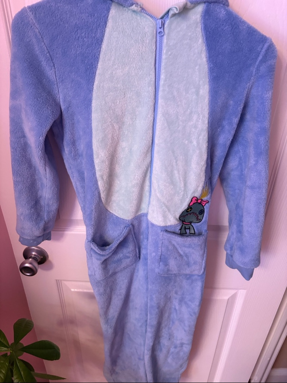 Disney Blue Plush Zippered Kids Pajama Onesie